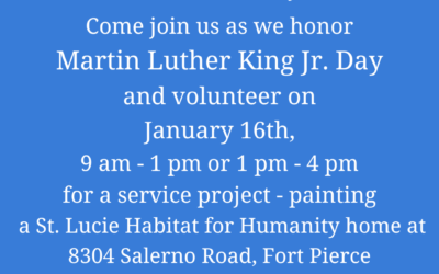 Volunteer service project-Martin Luther King Day, January 16